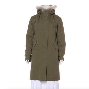 Yves Salomon Army Fur Lined Anorak with Hood, Size 38